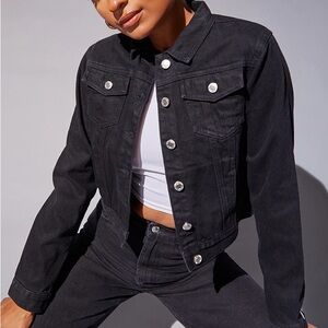 PrettyLittleThing Charcoal Jean Jacket